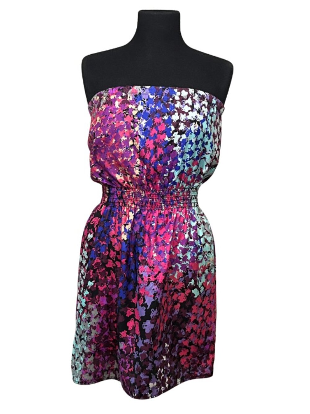 Eight Sixty Multicolor Floral Strapless Blouson Mini Dress Medium